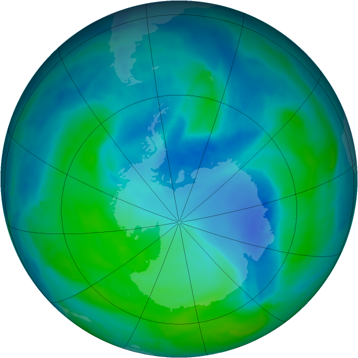 Antarctic ozone map for 22 December 2008